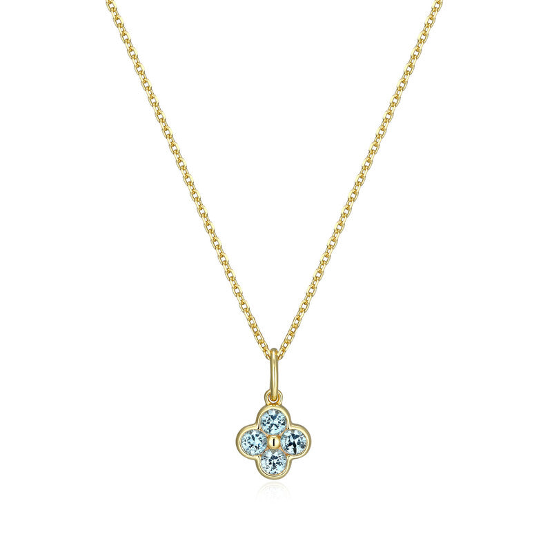 RN0292 - Blue Spinel Clover Pendant Necklace | reign