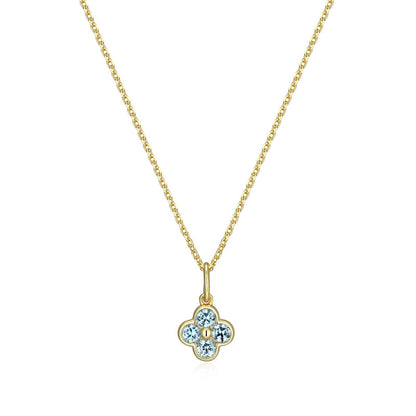 RN0292 - Blue Spinel Clover Pendant Necklace | reign