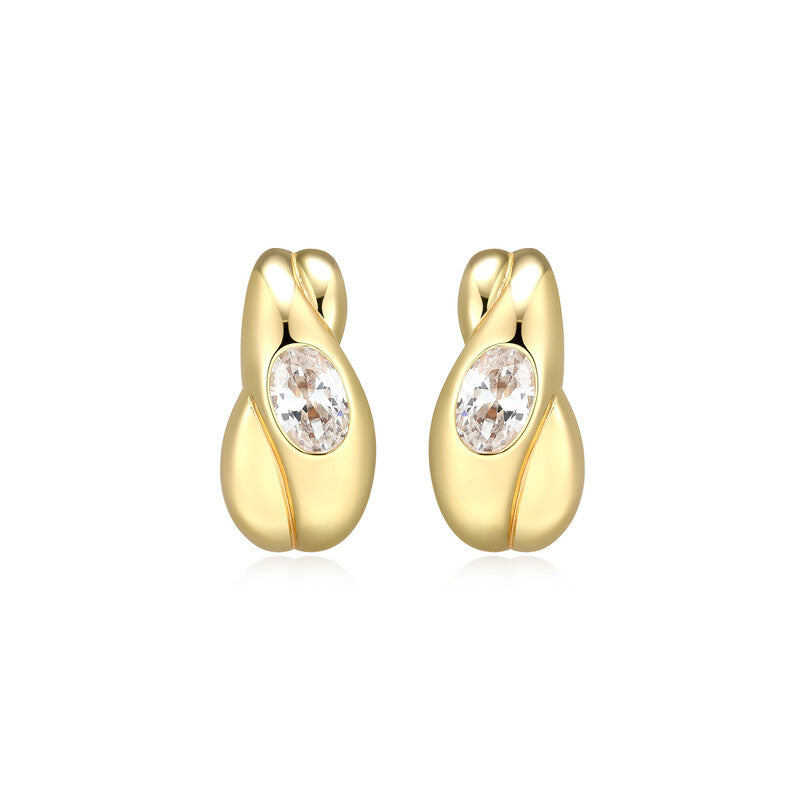 RE0236Y - Tapered Crossover Huggie Hoop Earrings | reign