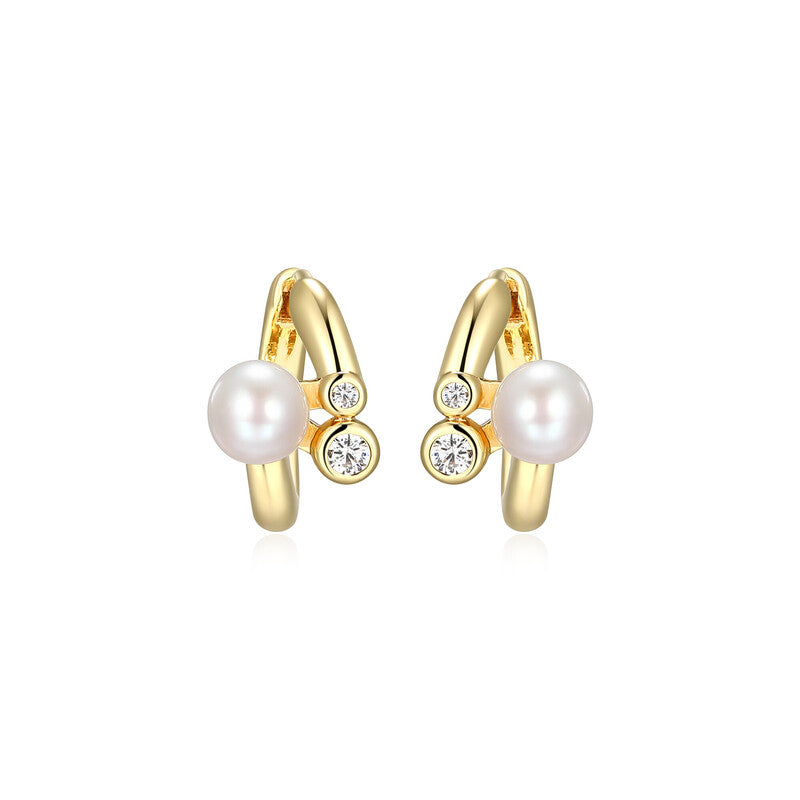 RE0231 - Bypass Pearl Huggie Earrings | reign