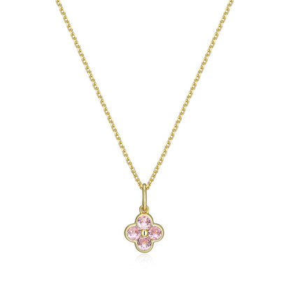 RN0293 - Pink CZ Clover Pendant Necklace | reign