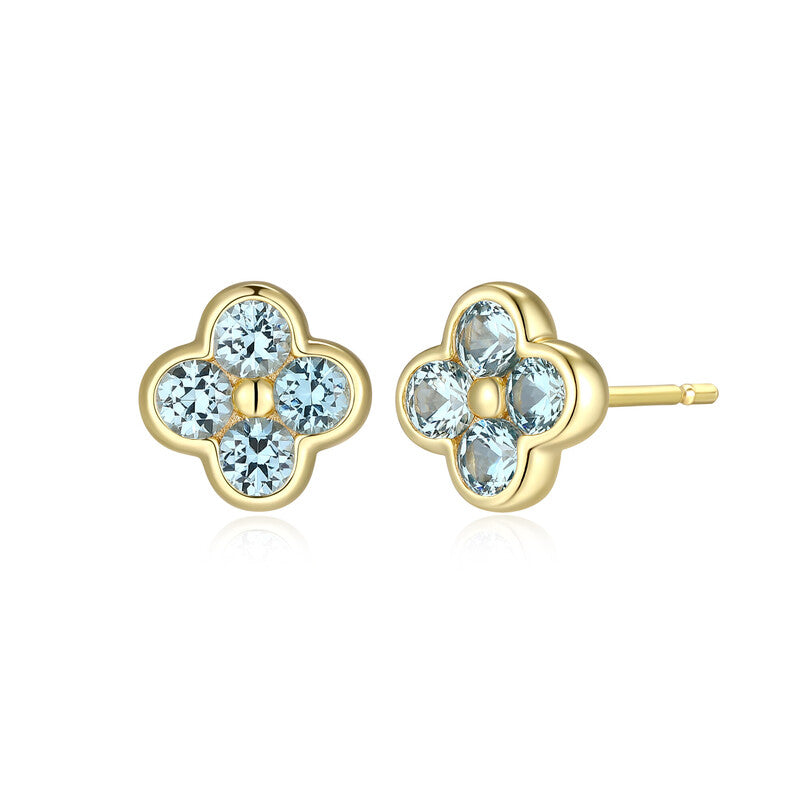 RE0292 - Blue Spinel Clover Stud Earrings | reign