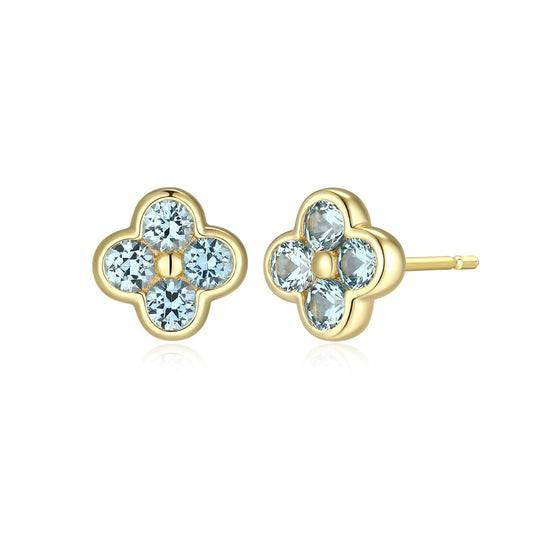 RE0292 - Blue Spinel Clover Stud Earrings | reign