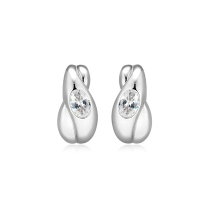 RE0236W - Tapered Crossover Huggie Hoop Earrings | reign