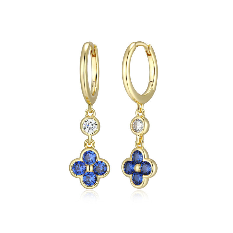 RE0290 - Lab-Created Sapphire Huggie Dangle Earrings | reign